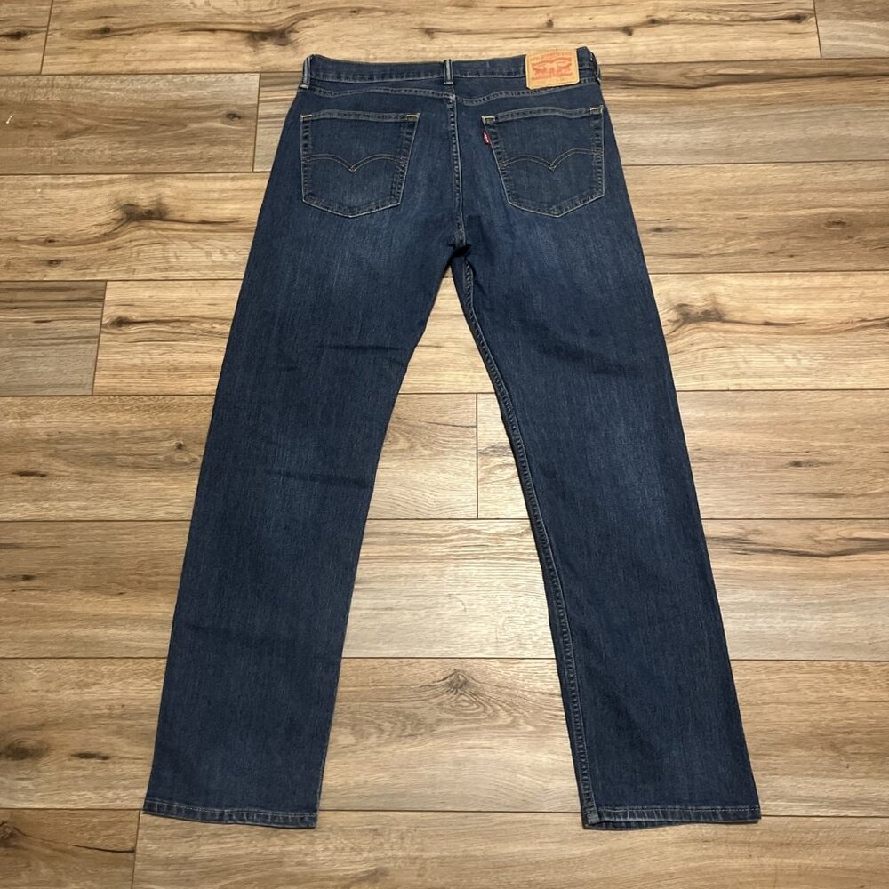 Men's Levis 505 Regular Fit Denim Jeans SZ 36x34 Blue Stretch Modern Red Tab - Picture 9 of 12